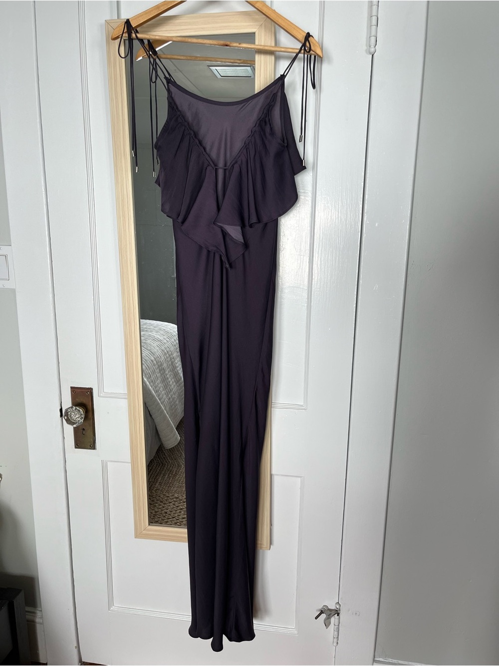 Free People XS Ruffled Slip Dress in Deep Plum